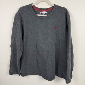Tommy Bahama Mens XL Gray Textured Knit Long Sleeve Crewneck Sweater Marlin Logo